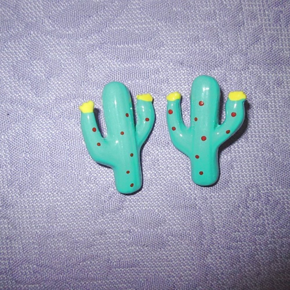 Saguaro Cactus Flower Earrings Southwestern Hand Painted Desert Western Stud NEW